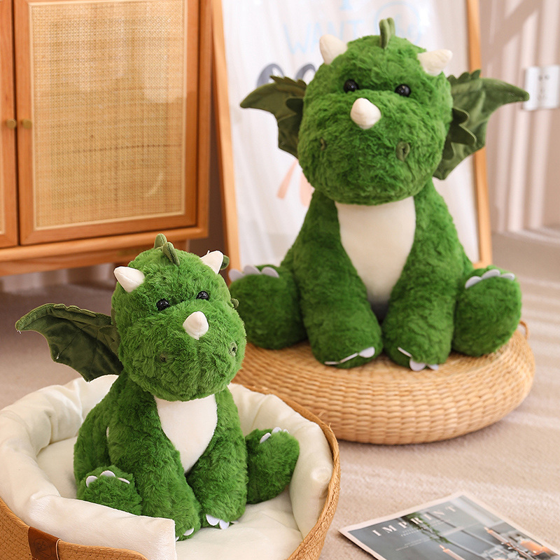 Fabricação de brinquedos de pelúcia de dinossauro verde