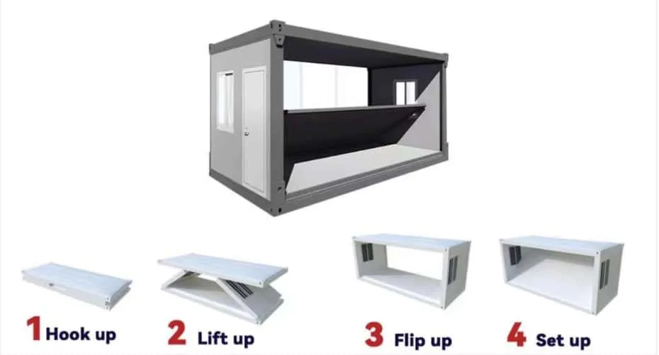 flat pack container home step