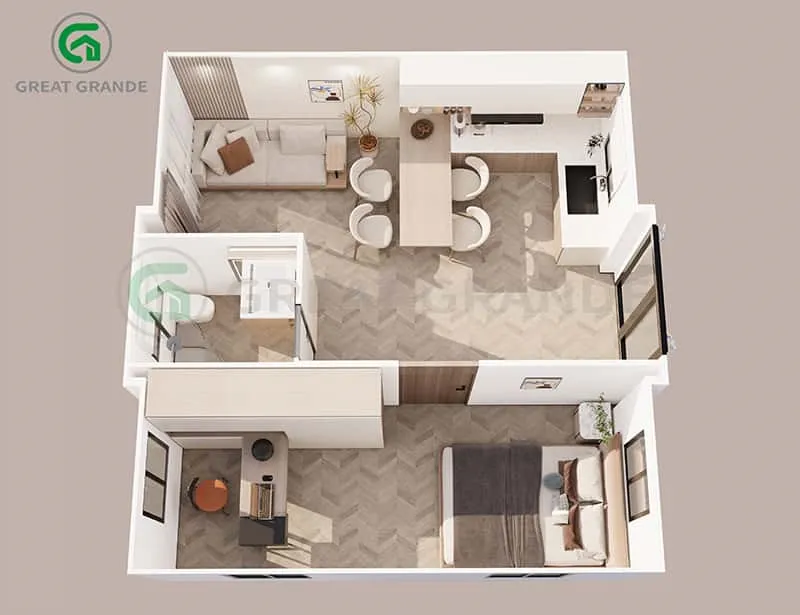 expandable tiny home 20 feet, 1 bedrooms, 1 living rooms and 1 bathroom