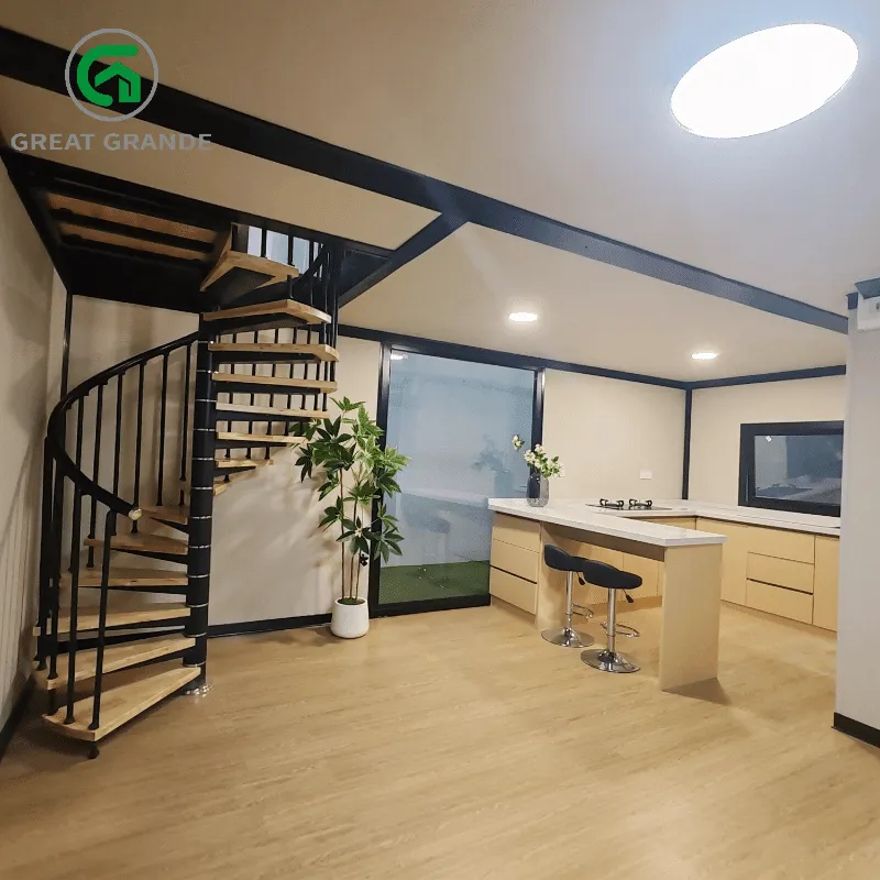Chinese Container Homes Spiral Staircase
