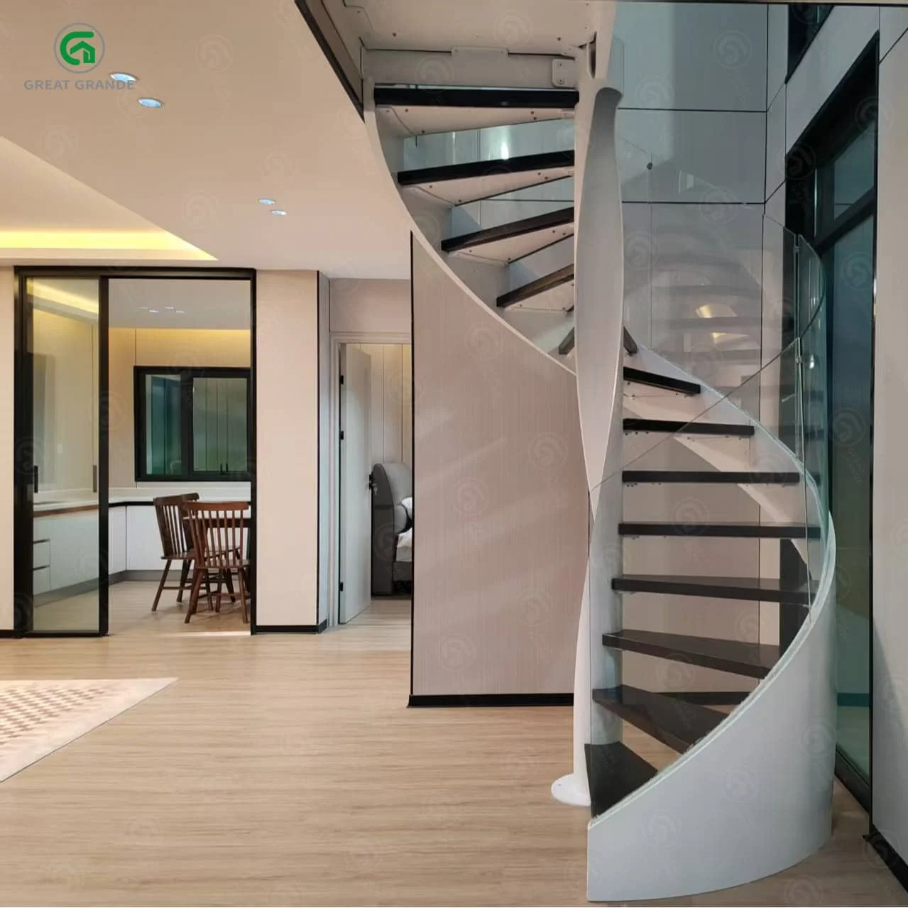 Casas prefabricadas de contenedores Fábrica de escaleras de caracol