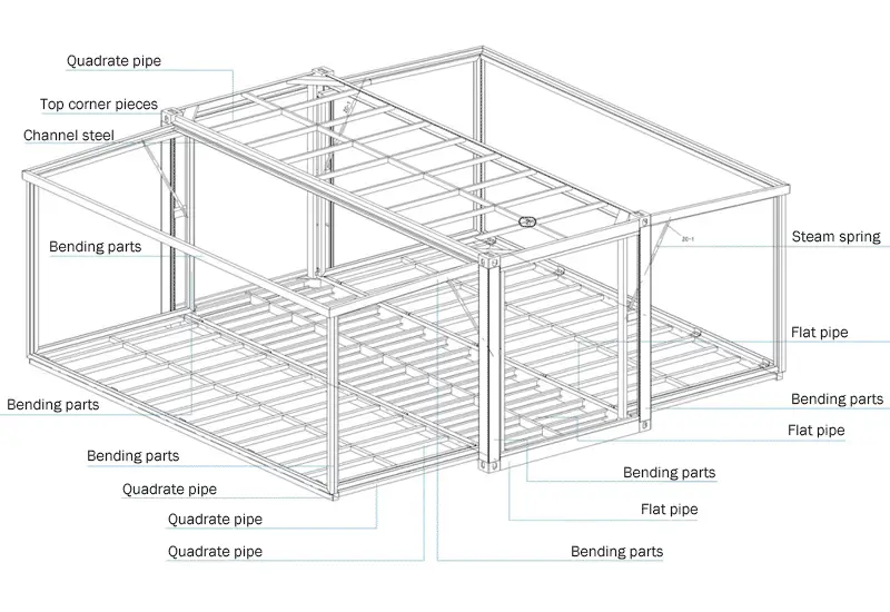 Casa prefabricada plegable con estructura