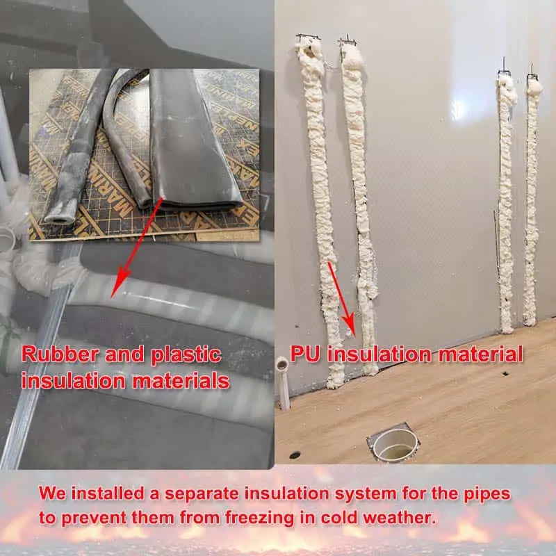 تقنية المنازل القابلة للطي المصنوعة من الحاويات: عزل متطور للأنابيب يمنع التجمد