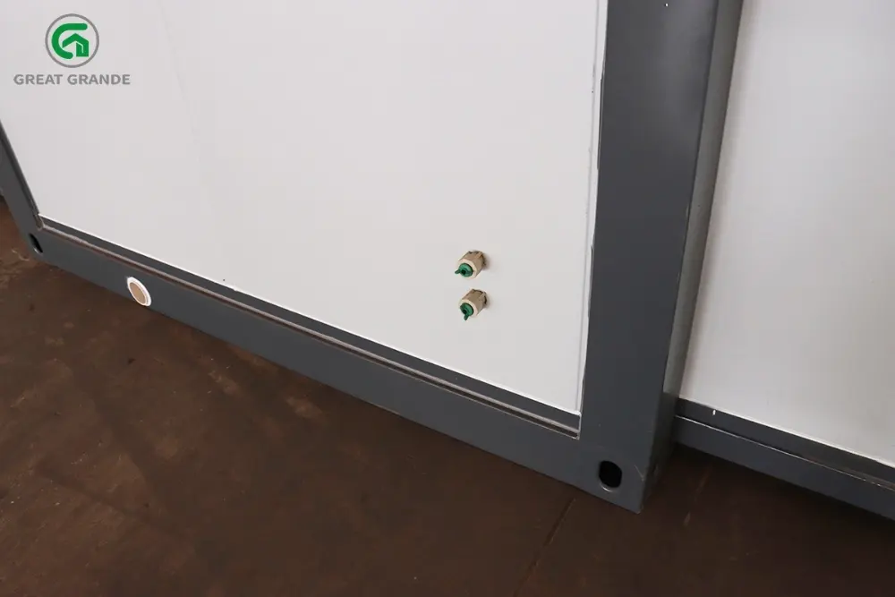 Container house cold and hot water pipe openings