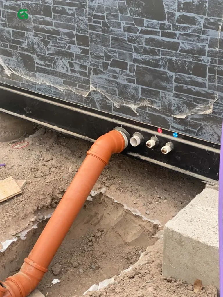 expandable modular home Water inlet pipe