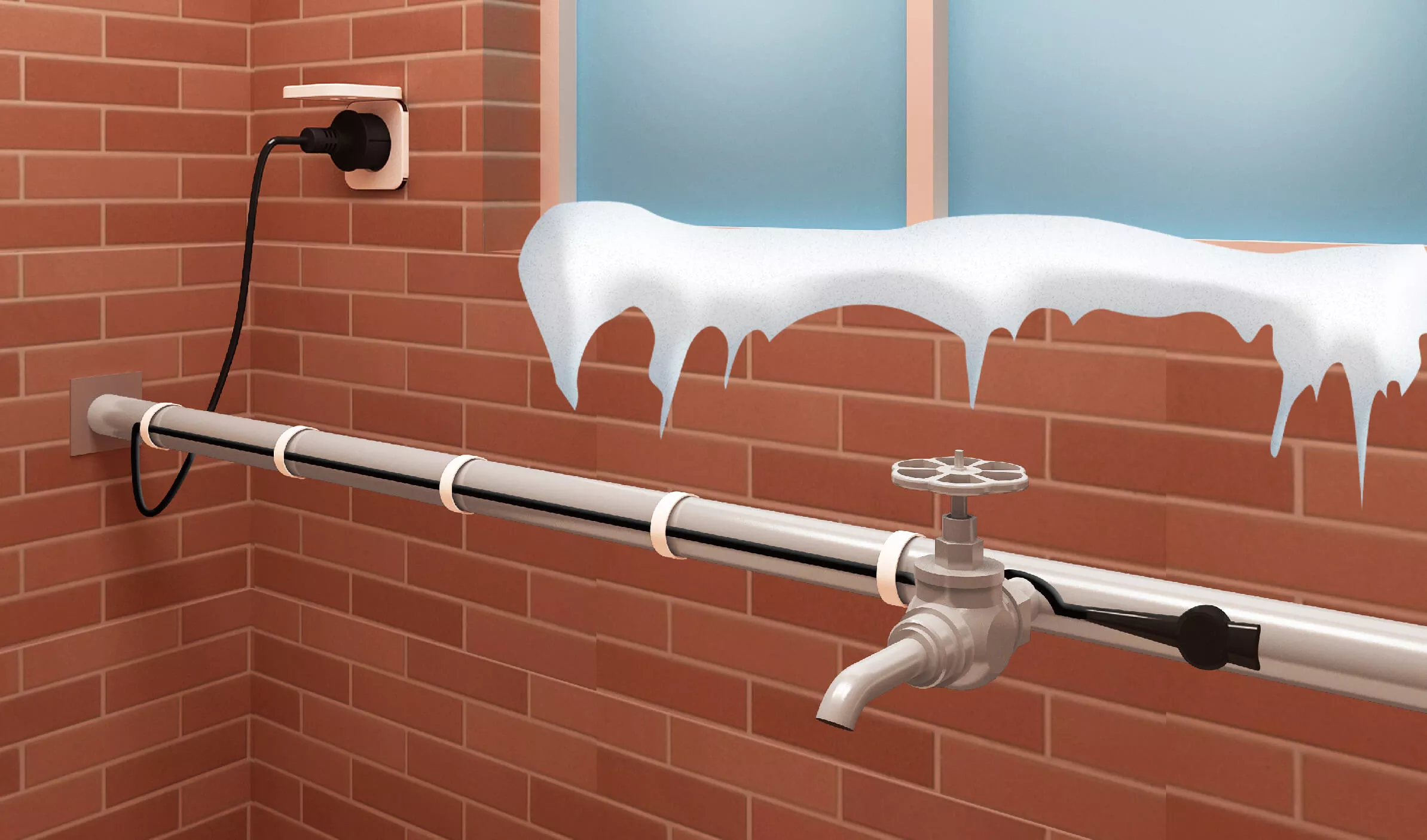Предотвратите замерзание труб с помощью нагревательных кабелей
