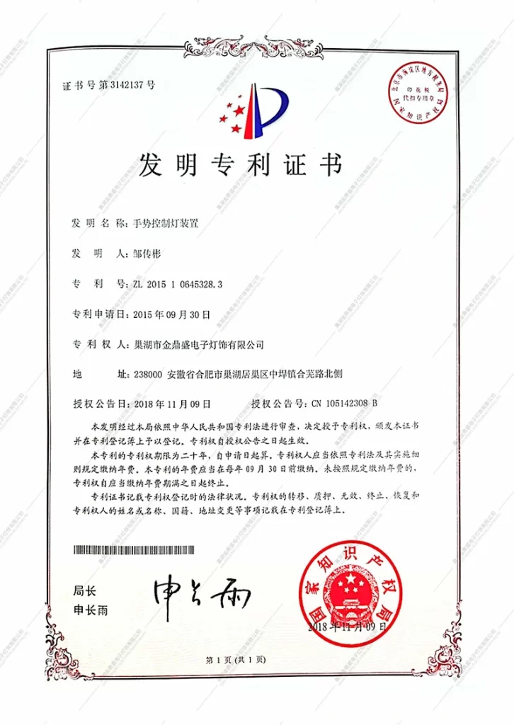 Patent certificate 07
