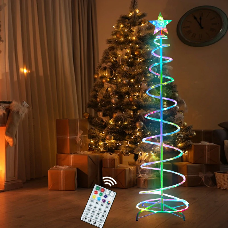 Arbre De Noël En Spirale, Lumiere Solaire Exterieur Jardin Noel