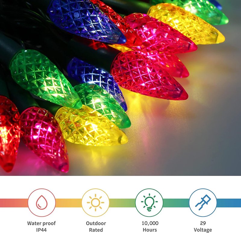 LED multi-faceted string lights manufacture