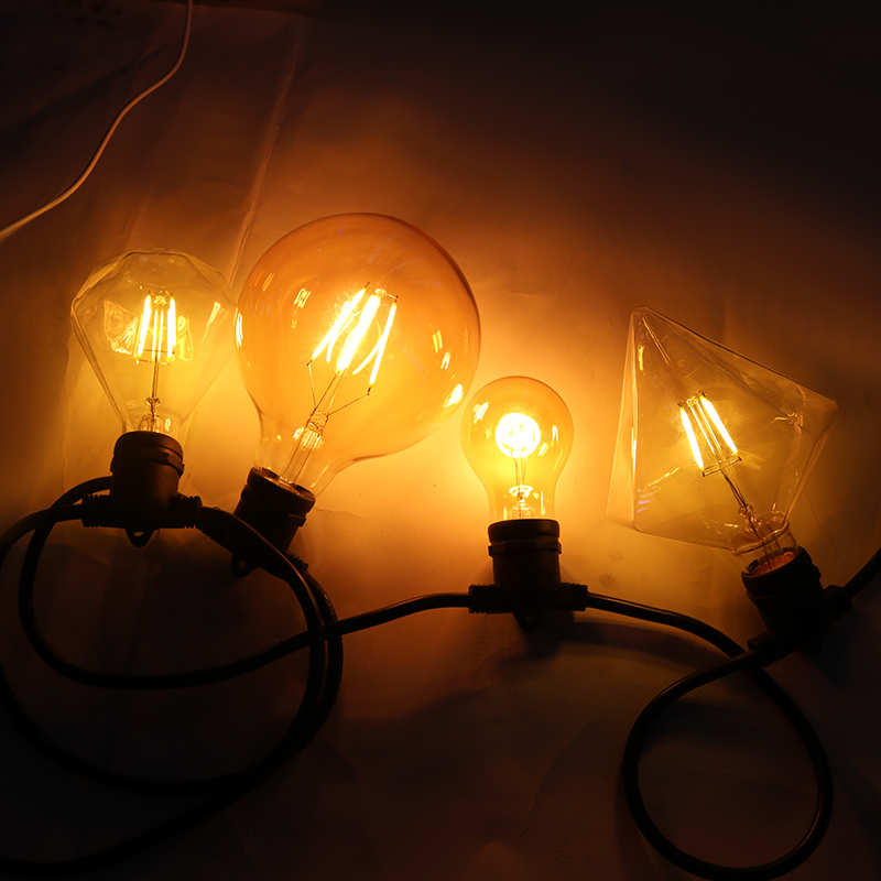 S14-Wolfram-Glühfaden-Blasenlampenkette in verschiedenen Formen traditioneller Lichterketten
