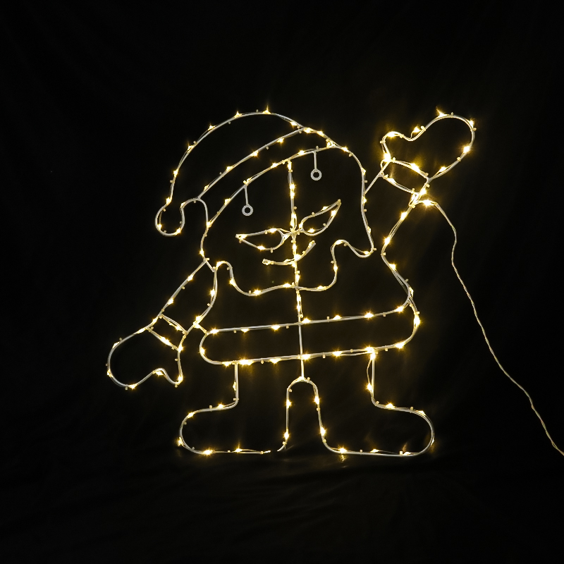 Lumière de signe de motif LED de Noël 2D Lumière de décoration de Noël avec lumière de ligne en cuir