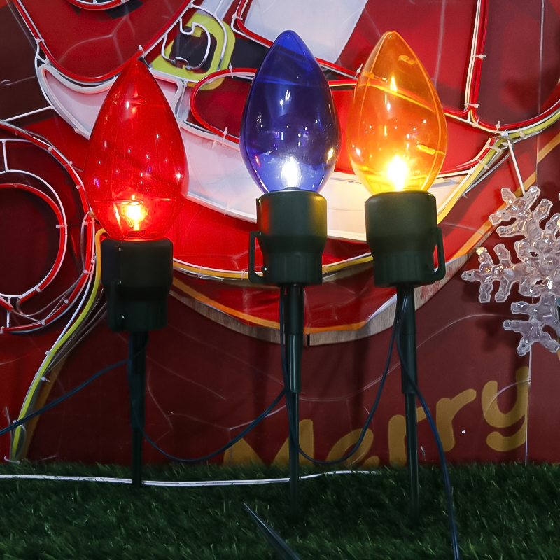 Lumière LED colorée sur piquet, décoration d'extérieur pour les vacances et Noël
