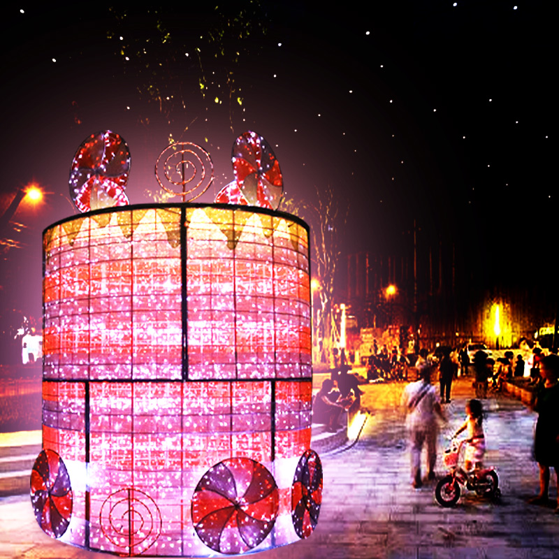 Große 3D-Außendekoration mit LED-Weihnachtskuchendekoration, Motivlicht