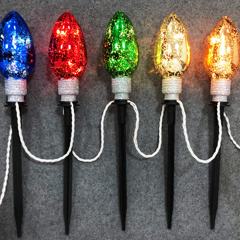 new multicolor led waterproof C9 christmas stoving varnish stake lights for outdoor garden light