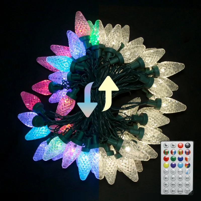 Smart RGB C9 Christmas Lights Outdoor Connectable Remote Control Xmas Light
