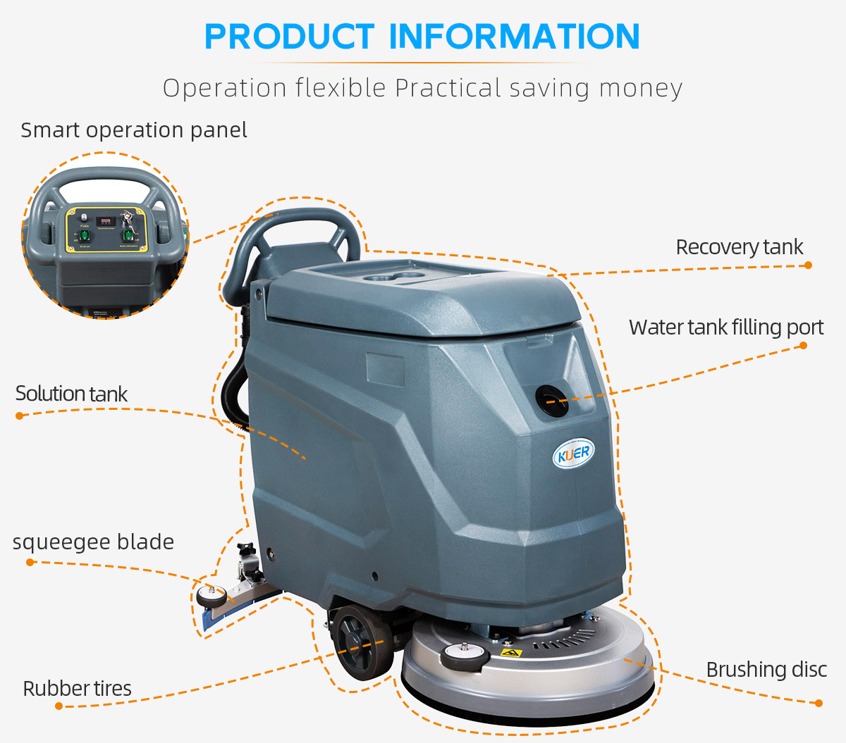 KUER D3 Hand push floor scrubber product information