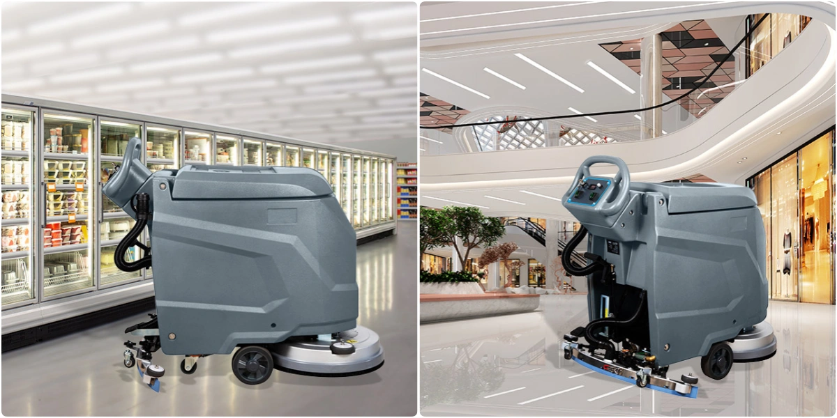KUER D3 floor scrubber usage scenario diagram