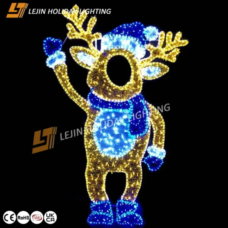 Customized Led Motif Light christmas rope lights clearance 2D reindeer outdoor use supplier