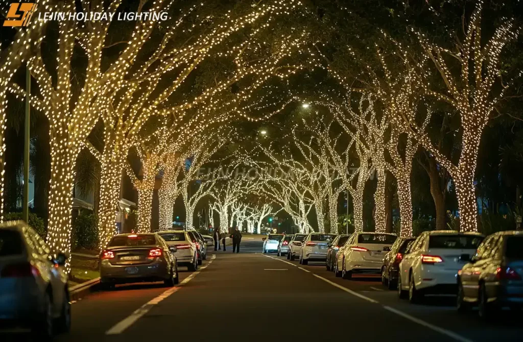 Decoración con tiras de luces de calle