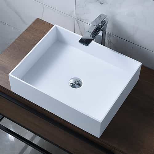 LILYA 1220130 Italian Style Luxury Contemporary  Stone Resin Vessel Sink Modern Art Sink matte White with Pop Up Drain