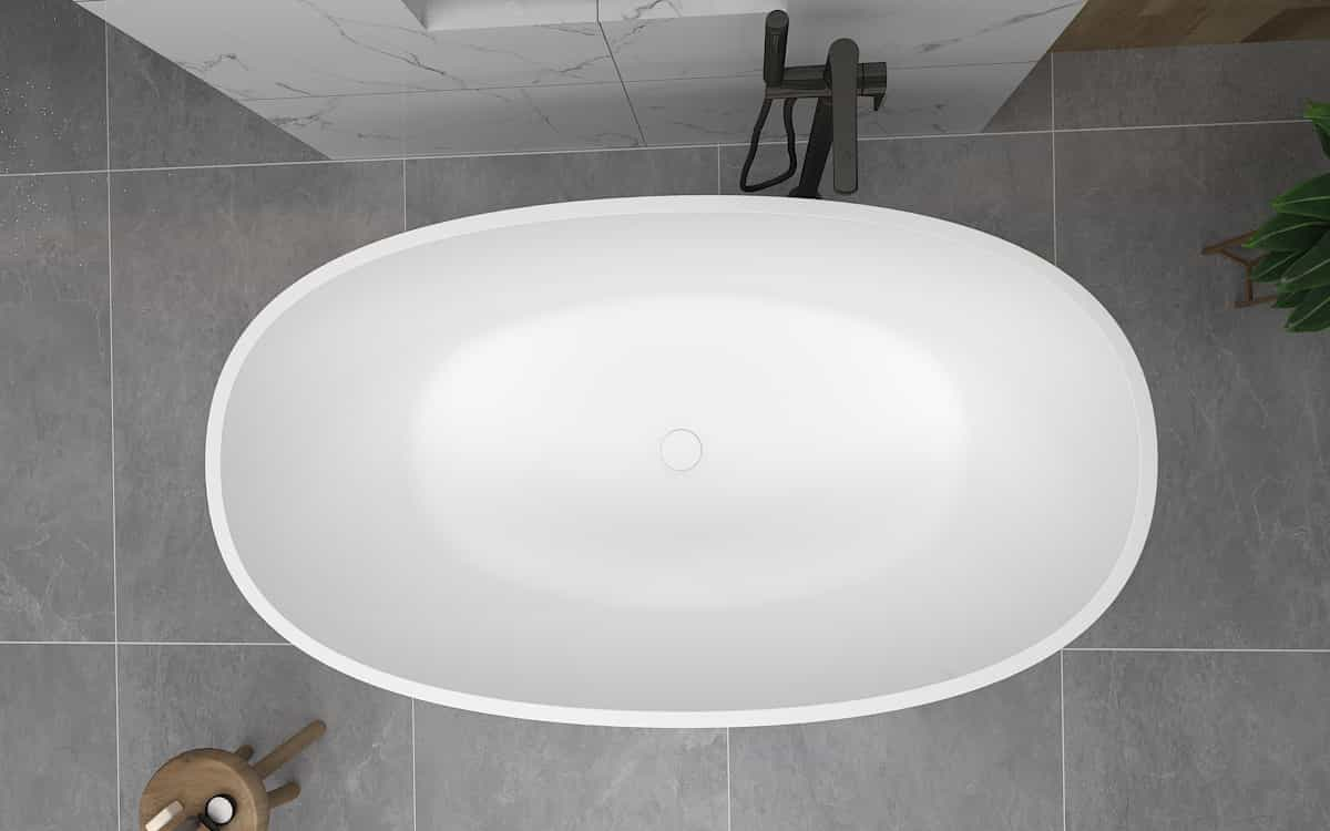 New Design Freestanding Bathtub Modern White Resin Stone Soaking Bathtub Solid Surface Bathroom Freestanding bathtub-Oval 1.4m Lilya 2130220