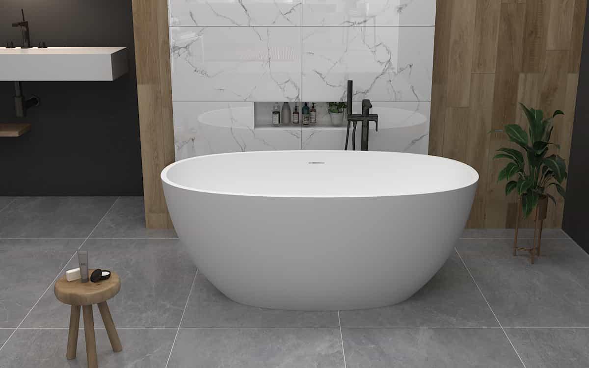 Hot Sale Matt White Solid Surface Bathtub Resin Stone Freestanding Bathtub-Oval 1.5m Lilya 2130230