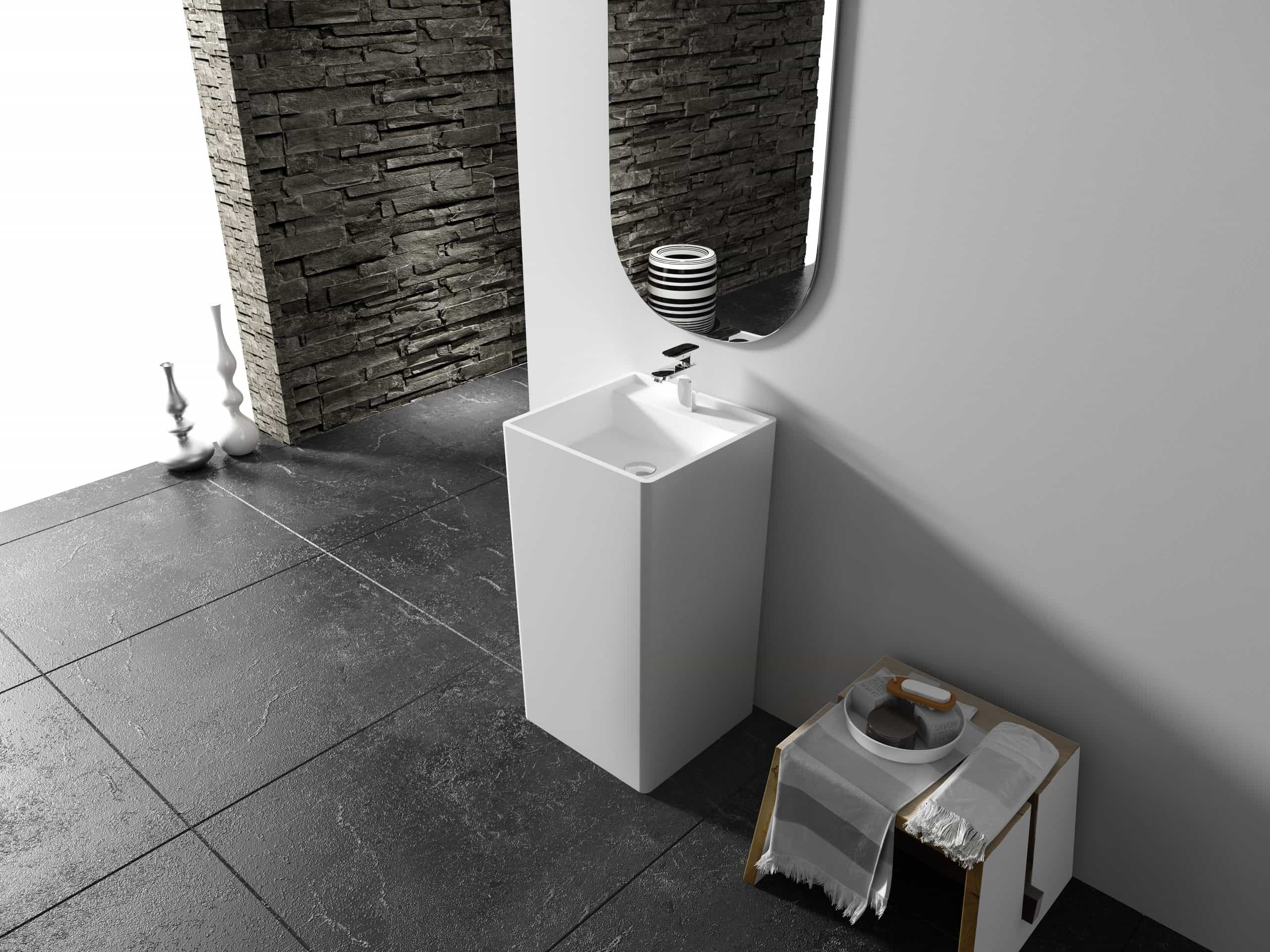 Italian Style Luxury Contemporary  Stone Resin Freestanding Wash Basin Modern Art Sink matte White with Pop Up Drain LILYA 1120020