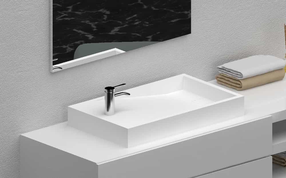Italian Style Luxury Contemporary Stone Resin Vessel Sink Modern Art Sink matte White Lilya 1220120