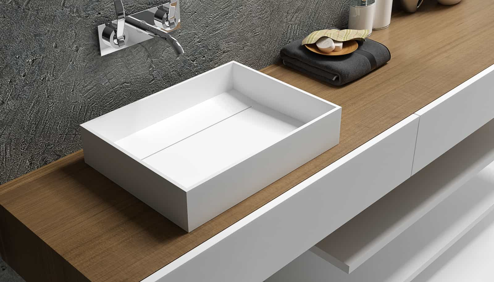 Italian Style Luxury Contemporary Stone Resin Vessel Sink Modern Art Sink matte White with Pop Up Drain Lilya 1220050