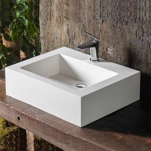 Italian Style Luxury Contemporary Stone Resin Vessel Sink Modern Art Sink matte White with Pop Up Drain Lilya 1220080