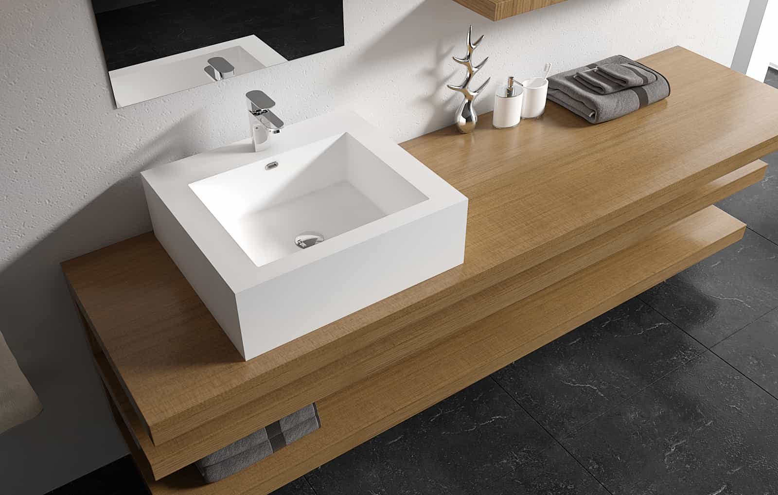 Italian Style Luxury Contemporary Stone Resin Vessel Sink Modern Art Sink matte White with Pop Up Drain Lilya 1220090