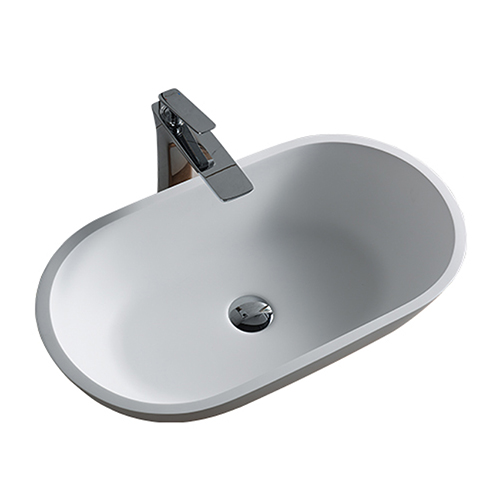 Italian Style Luxury Contemporary Stone Resin Vessel Sink Modern Art Sink matte White with Pop Up Drain Lilya 1230030