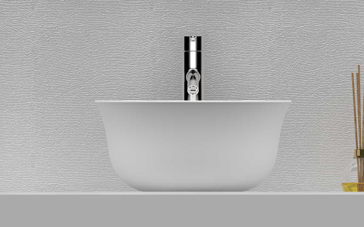 Italian Style Luxury Contemporary Stone Resin Vessel Sink Modern Art Sink matte White with Pop Up Drain Lilya 1230200