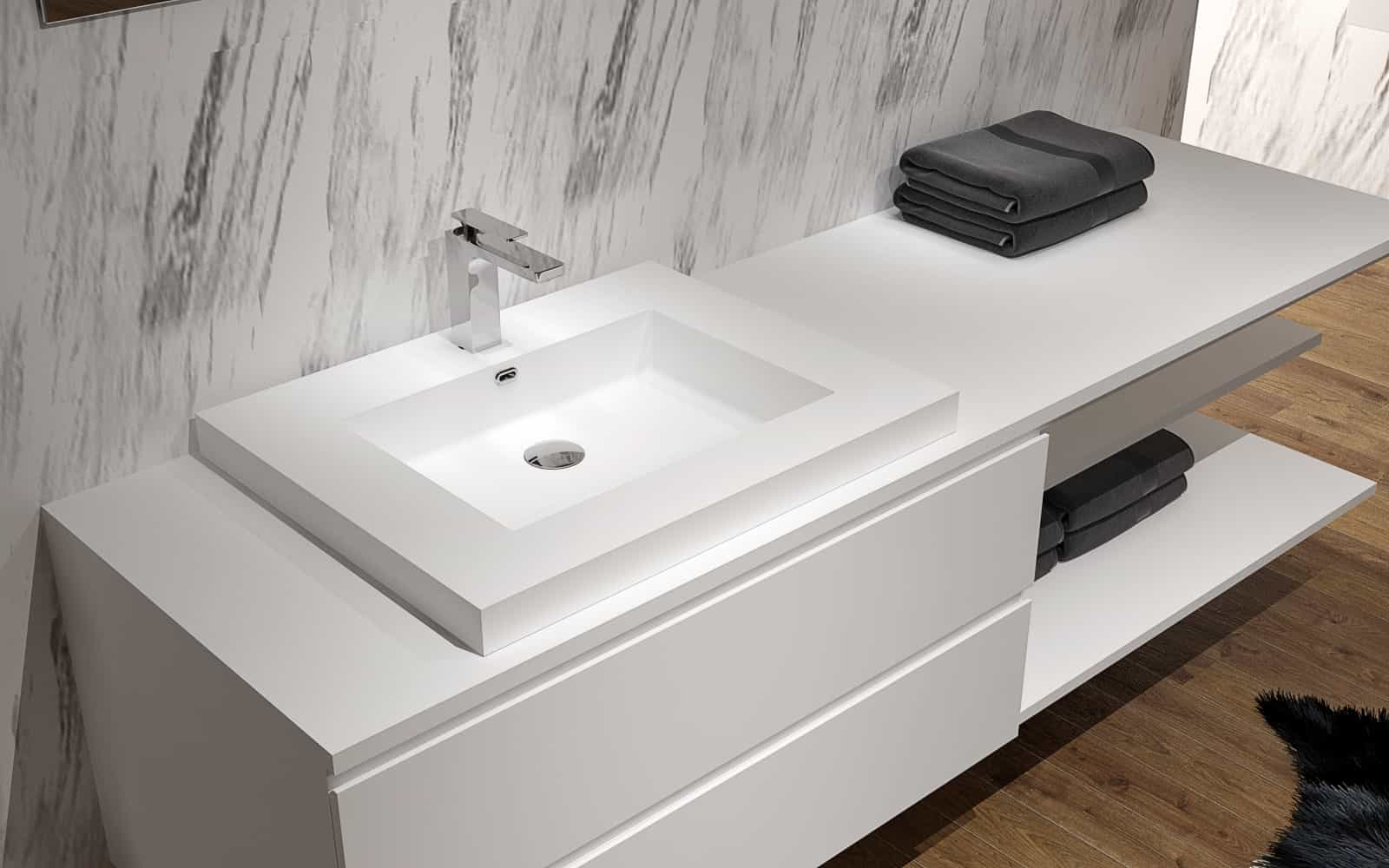 Italian Style Luxury Contemporary Stone Resin Vessel Sink Modern Art Sink matte White with Pop Up Drain Lilya 1320010