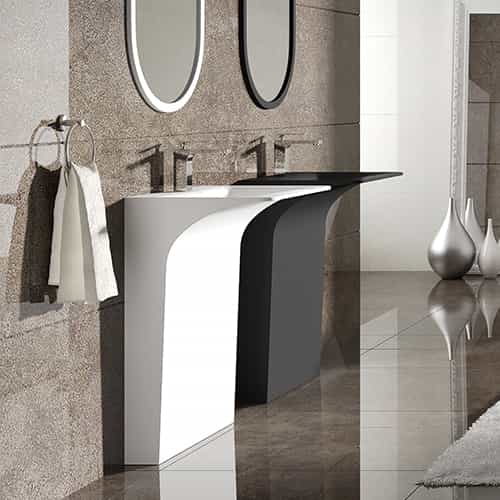 Italian Style Luxury Contemporary  Stone Resin Freestanding Wash Basin Modern Art Sink matte White LILYA 1110060