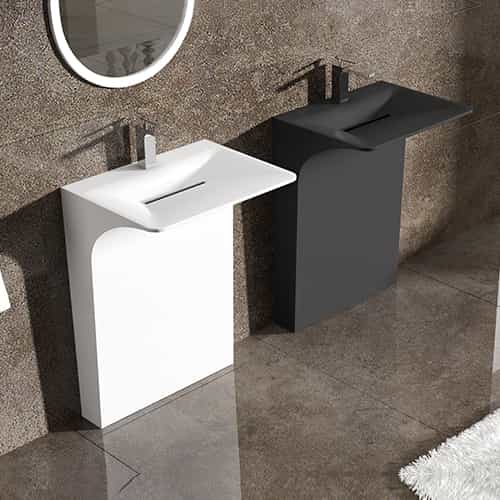 Italian Style Luxury Contemporary  Stone Resin Freestanding Wash Basin Modern Art Sink matte White LILYA 1110060