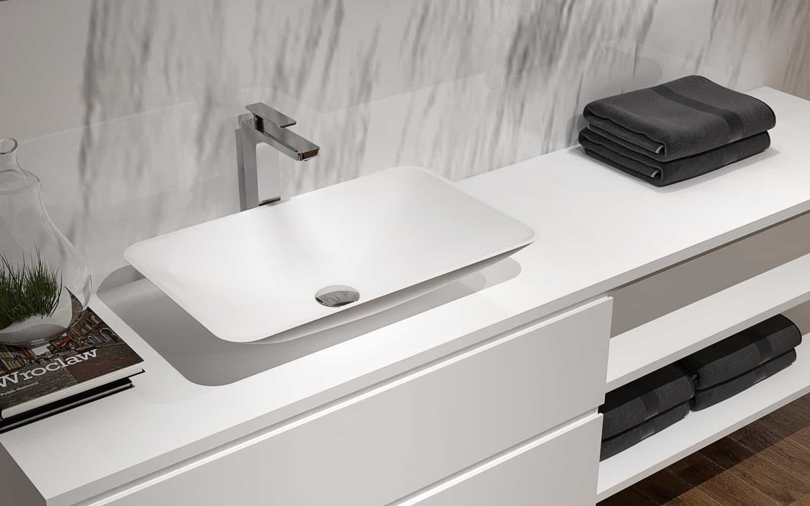 LILYA 1230120 Italian Style Luxury Contemporary  Stone Resin Vessel Sink Modern Art Sink matte White with Pop Up Drain