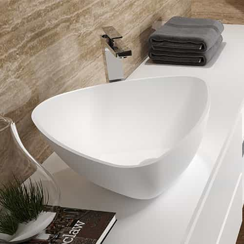 LILYA 1230140 Italian Style Luxury Contemporary  Stone Resin Vessel Sink Modern Art Sink matte White with Pop Up Drain