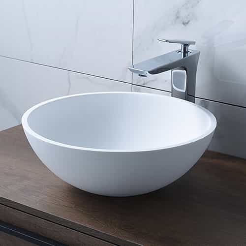 LILYA 1230150 意大利风格豪华现代石树脂容器水槽现代艺术水槽哑光白色带弹出式排水管
