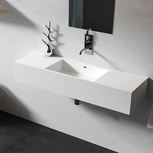 LILYA 1520170 Italian Style Luxury Contemporary  Stone Resin Wall Hang basin Modern Art Sink matte White