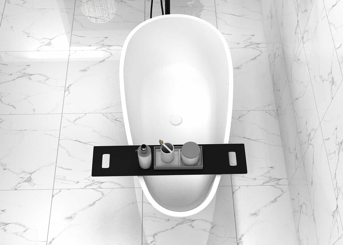 Flat Bottom Stone Resin Freestanding Bathtub – Matte White bathtub-Egg Shape 1.4m  Lilya 2130040