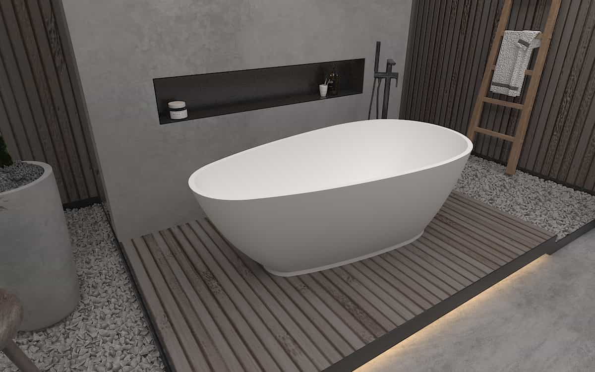 Hot Sale Matt White Solid Surface Bathtub Resin Stone Freestanding Bath Tub Freestanding bathtub-Egg Shape 1.86m Lilya 2310010