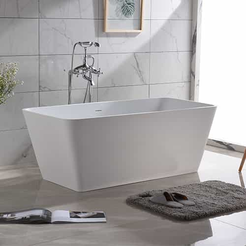 Composite Acrylic Freestanding Bathtub Contemporary Soaking Tub with Overflow and DrainSquare Shape Lilya 2120010