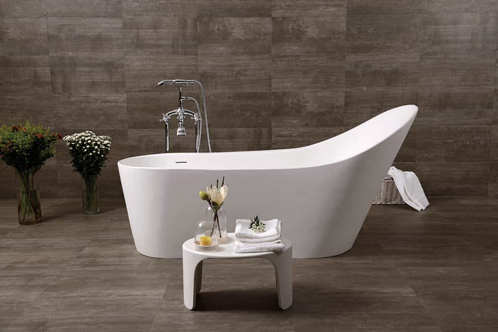 Stone Resin Freestanding Bathtub Matte White Bathtub Square Shape matte white mordern Lilya 2130060-L