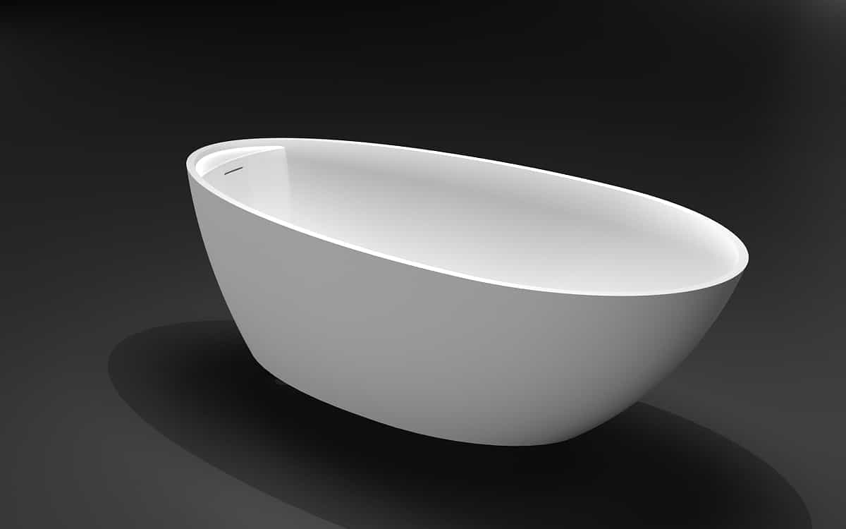 Matte White Composite Acrylic Oval Flat Bottom Freestanding bathtub Luxury Soaking Deep Large Bathroom Round Standing Tub with Built in Overflow and Drain Square Shape Lilya 2130210