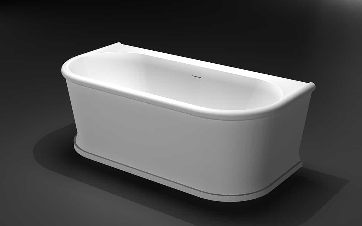 Flat Bottom Stone resin Freestanding Bathtub  Matte White Special Shape Lilya 2130280