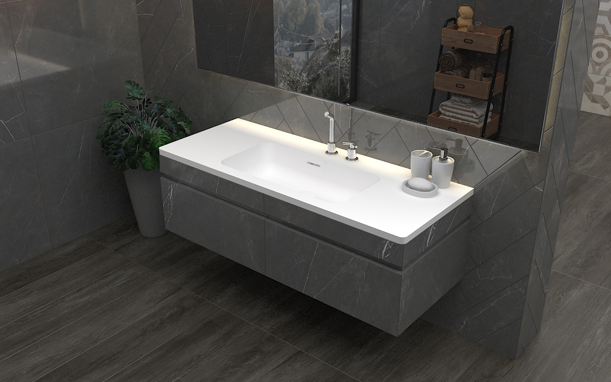 Italian Style Luxury Contemporary Stone Resin Vessel Sink Modern Art Sink matte White Lilya 1320300