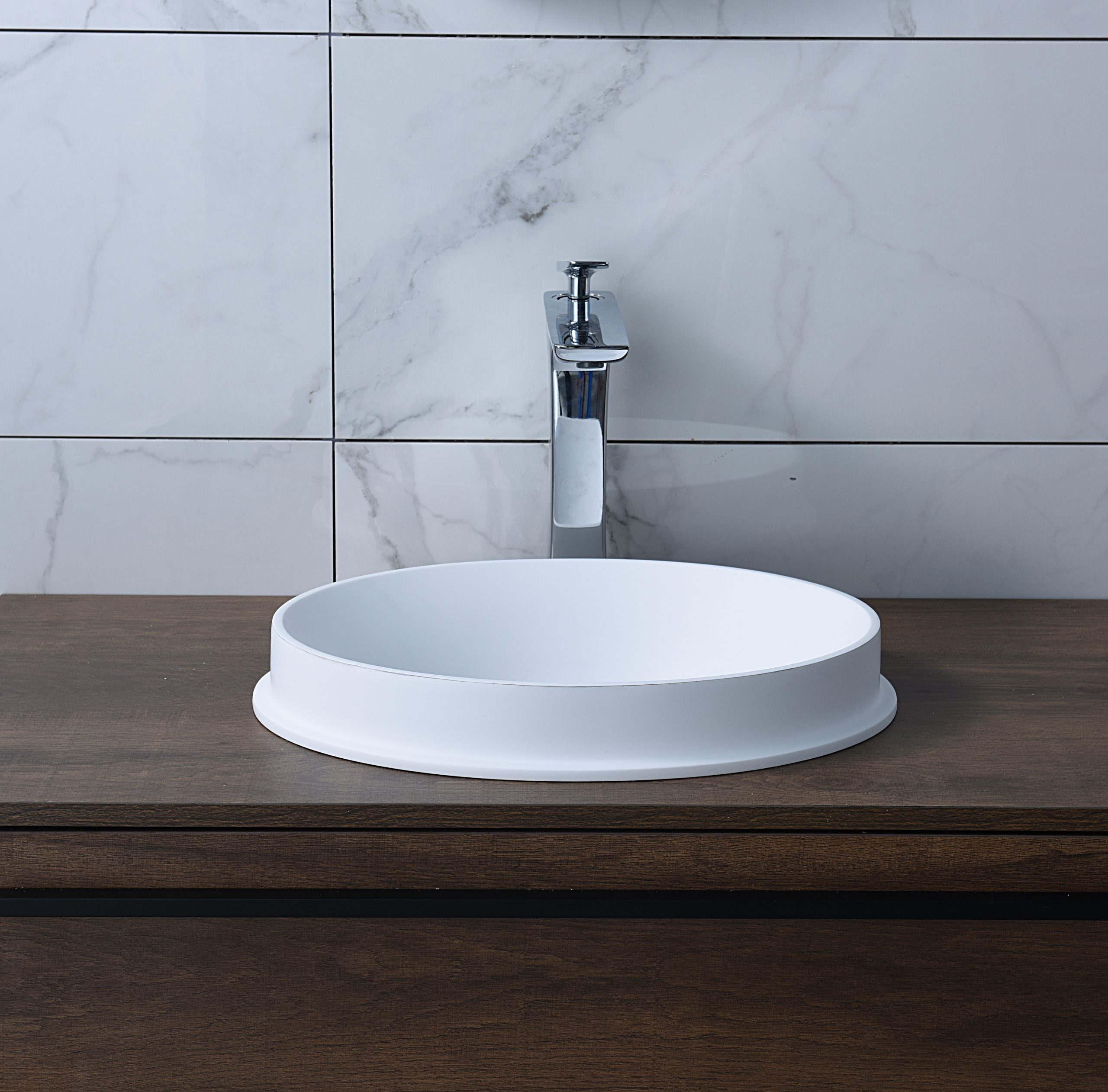 Italian Style Luxury Contemporary Stone Resin Vessel Sink Modern Art Sink matte White Lilya 1330010
