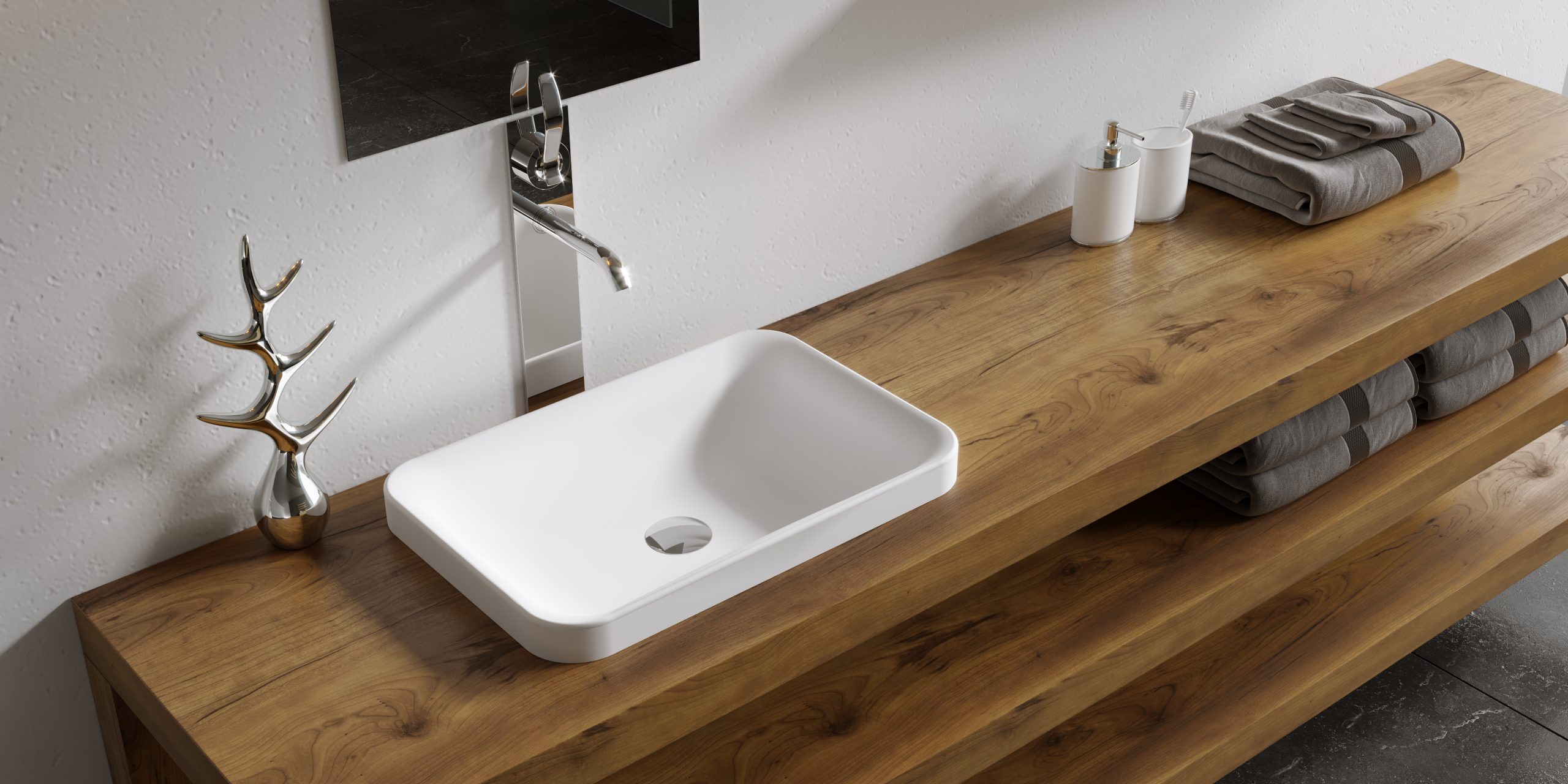 Italian Style Luxury Contemporary Stone Resin Vessel Sink Modern Art Sink matte White Lilya 1330020