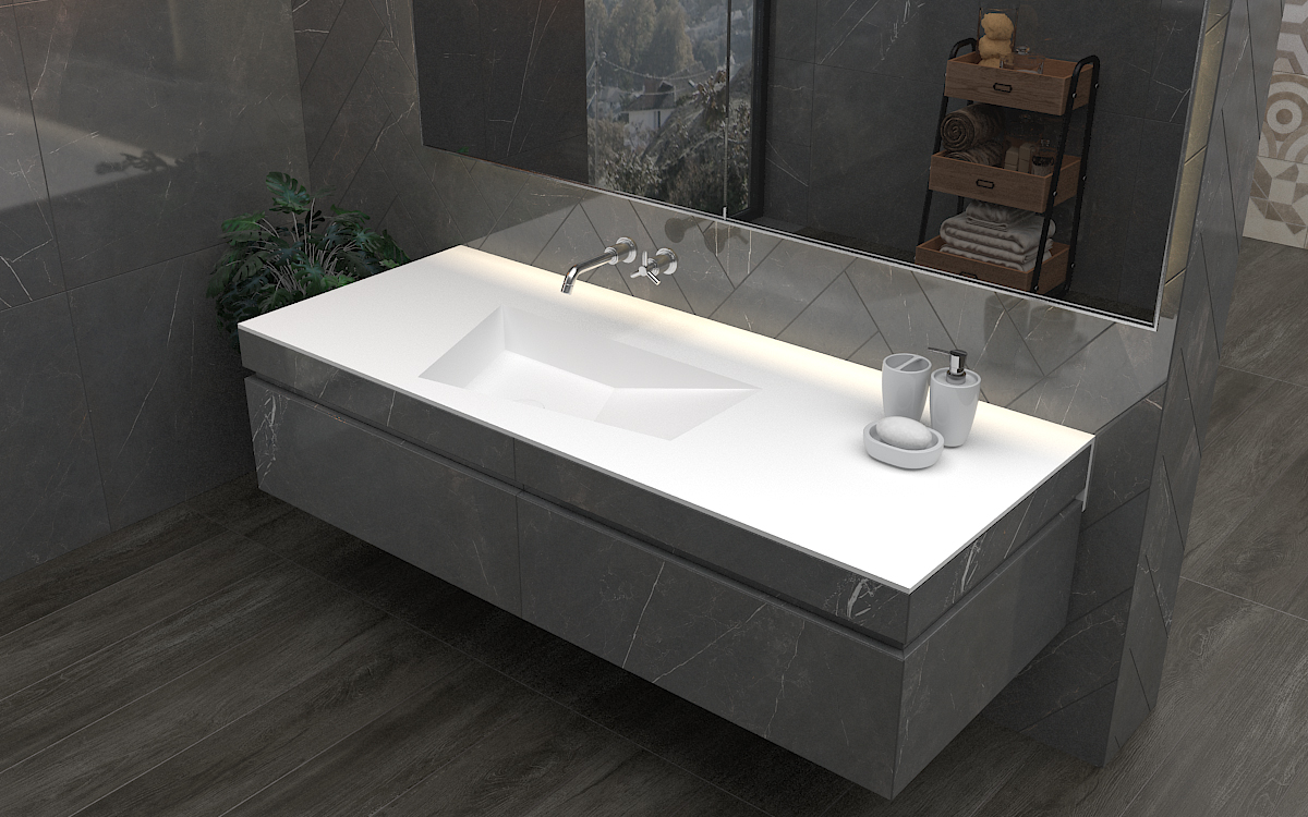 Italian Style Luxury Contemporary Stone Resin Vessel Sink Modern Art Sink matte White Lilya 1330070